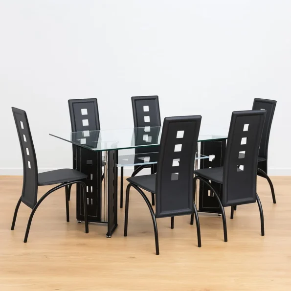 Ortega 6 Seater glass dining table