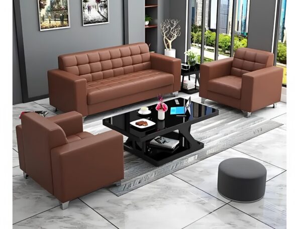 Bella brown 5 seater executive leather visitor sofa
