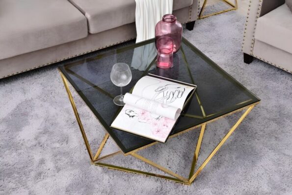 Diamond modern glass coffee table