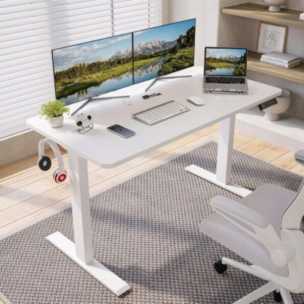 Fortune white height adjustable electric desk