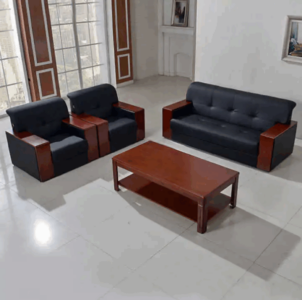 Monti 5 Seater Executive Office Sofa with Wooden Armrests