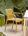 Rustic yellow plastic bistro chair
