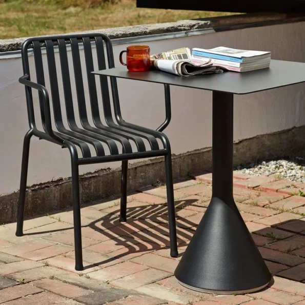 rustic black plastic bistro chair