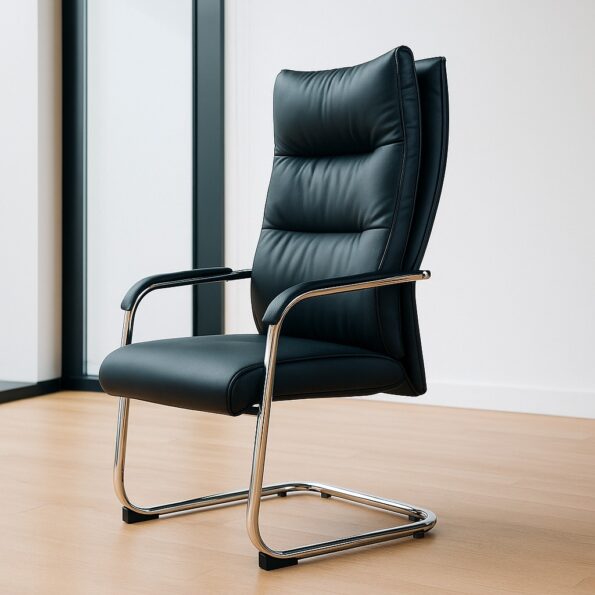 Fluffy Leather cantilever visitor chair