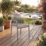 Rustic gray plastic bistro chair